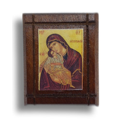 Malá Dřevěná Nalepovací Ikonka s Pannou Marií Athoská