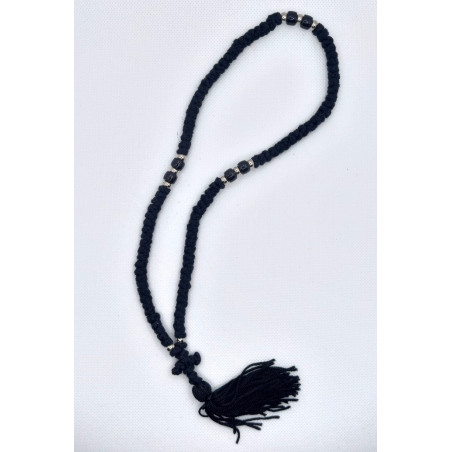 Pravoslavné černé modlitební čotky se 100 uzly a černými korálky