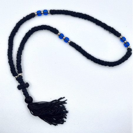 Pravoslavné čotky s 100 uzly a modrými korálky