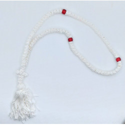 Pravoslavné bílé čotky s červeným korálkem