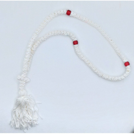 Pravoslavné bílé čotky s červeným korálkem