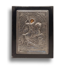 Kovová Ikona Sv. Jiří bojujícího s drakem