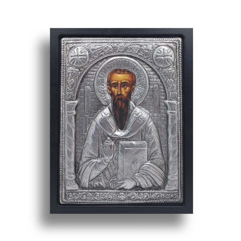 Kovová Ikona Svatého Basila Velikého