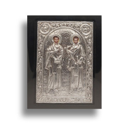 Kovová Ikona Svatých Kosmy a Damiána