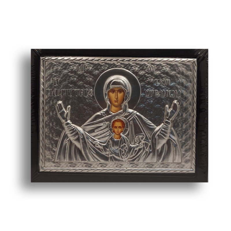 Kovová Ikona Panny Marie Prostornější než nebe