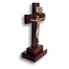 Dřevěný Kříž s Podstavcem 6x11,5cm - Ořechově Hnědý, Lesklý