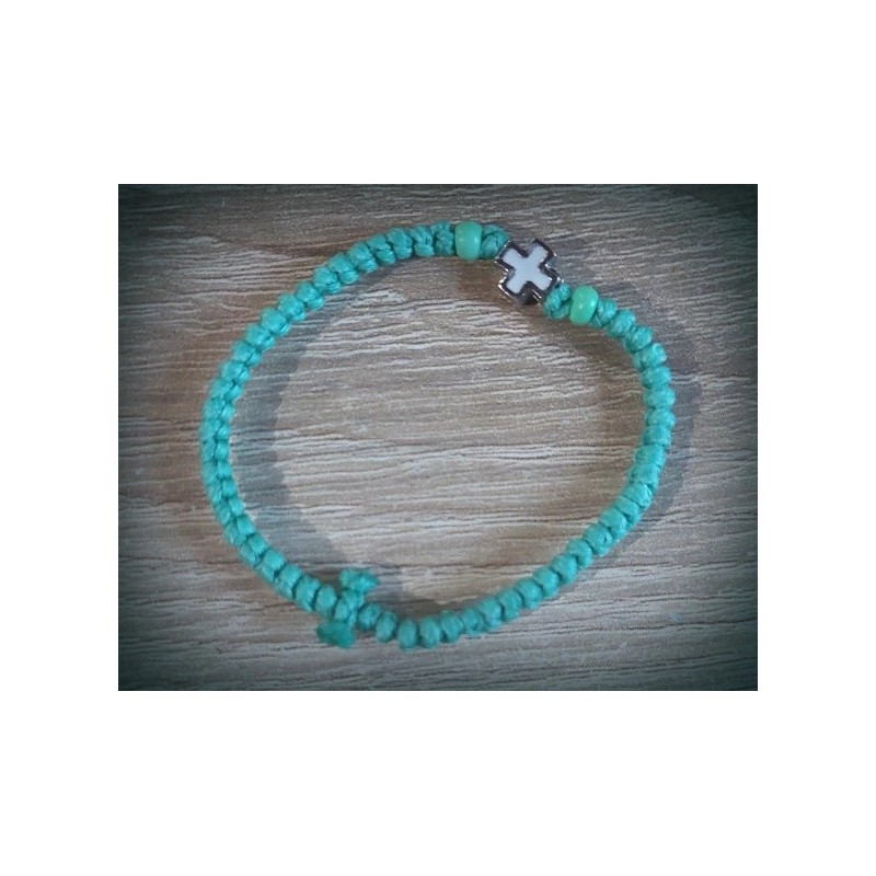 Řecký křesťanský modlitební náramek s kovovým křížem