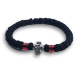 Vlněný pravoslavný modlitební náramek s křížem - 33 uzlů