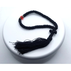 Černé křesťanské čotky s červeným korálkem, 23cm
