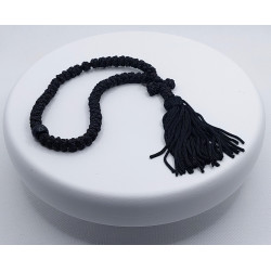 Řecké pravoslavné černé modlitební čotky s černým korálkem, 20 cm