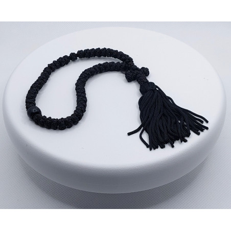 Řecké pravoslavné černé modlitební čotky s černým korálkem, 20 cm