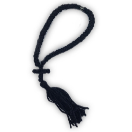 Čotky s 50 uzly a průsvitným černým korálkem, 26 cm