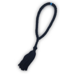 Čotky s 50 uzly a průsvitným modrým korálkem bez kříže , 26 cm