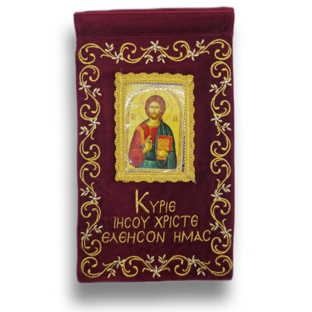 Pravoslavný sametový obraz s Ježíšovou modlitbou, 27x16.5 cm