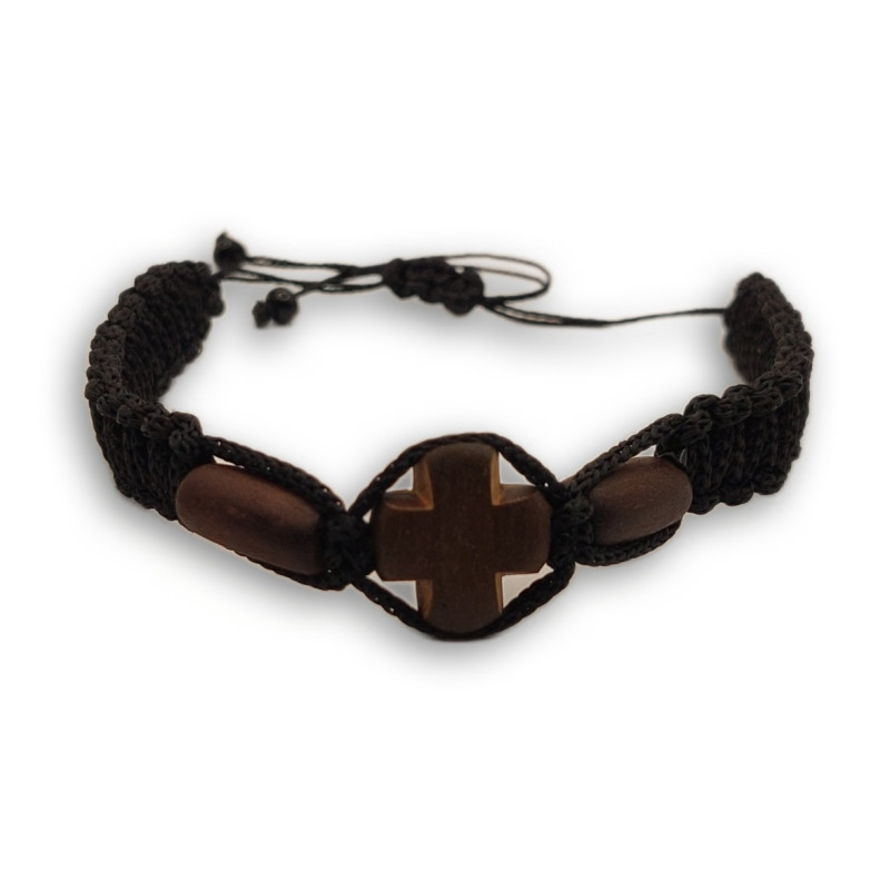 Řecký Pletený Modlitební Náramek s Třešňovým Křížem