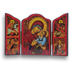 Triptych "Ikona Panny Marie" s sv. Jiřím a sv. Demetriem