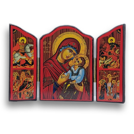 Triptych "Ikona Panny Marie" s sv. Jiřím a sv. Demetriem