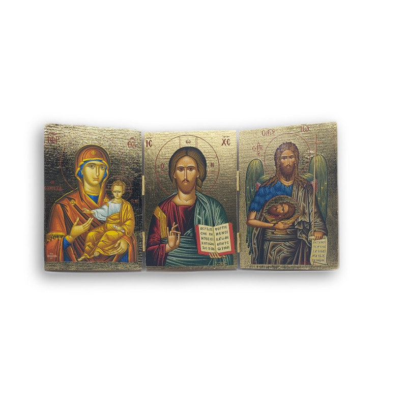 Triptych Deisis: Žehnající Kristus, Panna Marie a Sv. Jan Křtitel