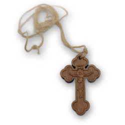 Řecký gravírovaný dřevěný kříž na krk C