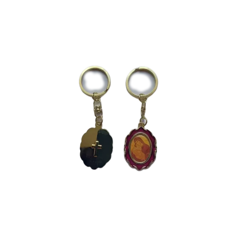 Klíčenka s Pannou Marií a Kristem v červeném rámu