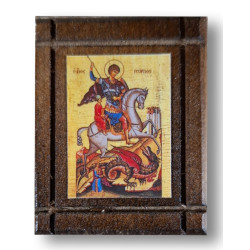 Malá Dřevěná Nalepovací Ikonka se Svatým Jiřím