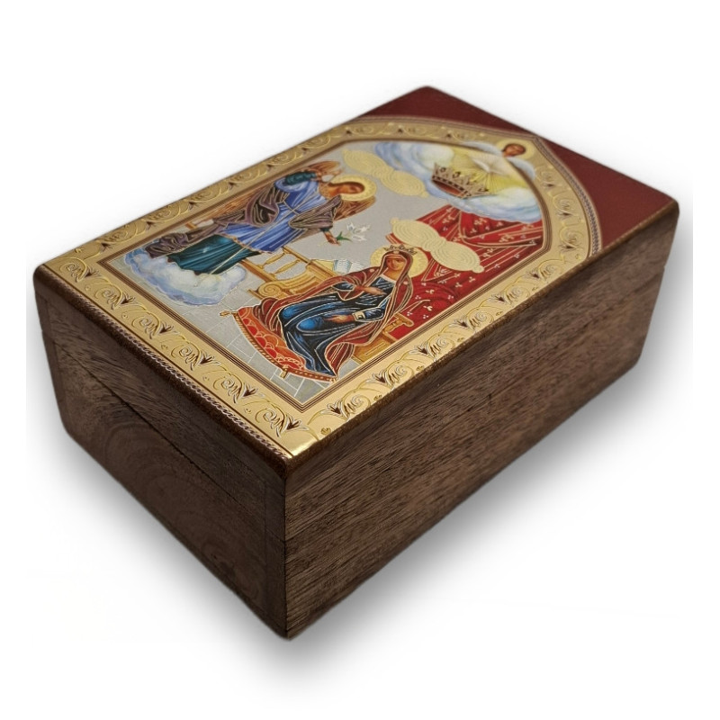 Dřevěná krabička s ikonou Zvěstování Panny Marie