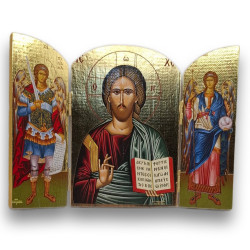 Triptych s žehnajícím Kristem a archanděly Michaelem a Gabrielem