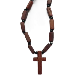 Východní dřevěný kříž s korálky na krk G