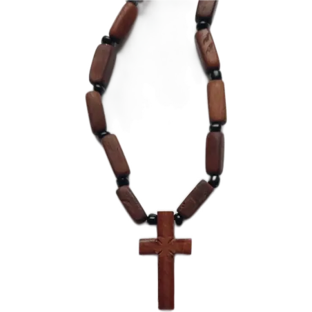 Východní dřevěný kříž s korálky na krk G