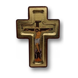 Byzantský ortodoxní kříž s ikonou Ukřižování na plátně