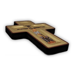 Byzantský ortodoxní kříž s ikonou Ukřižování na plátně