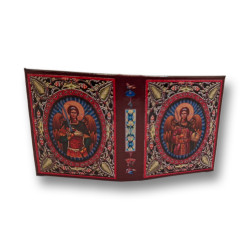 Ikonový diptych s Kristem a Pannou Marií (11 x 6,5 cm)