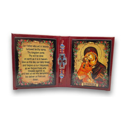 Ikonový diptych s Pannou Marií a modlitbou Otčenáš (11 x 6,5 cm)