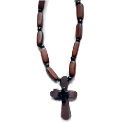 Východní dřevěný kříž s korálky na krk D