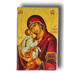 Dřevěná Krabička s Ikonou Panny Marie Glykofilusa