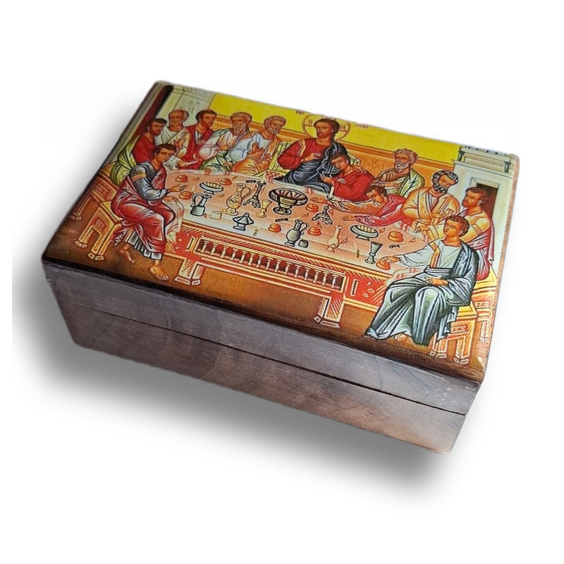 Kopie Dřevěná krabička s ikonou Poslední večeře Páně III