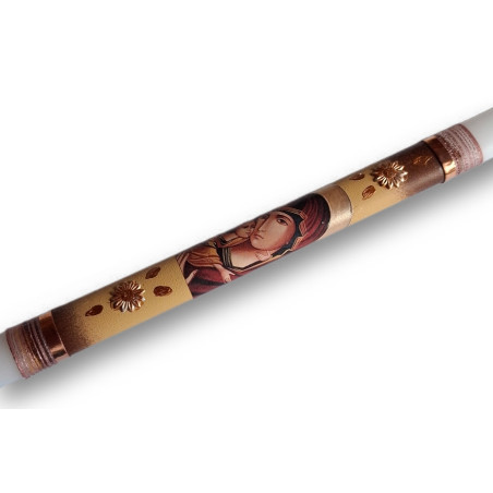 Svíce s ikonou Matky Boží – bronzově zlatá elegance v byzantském duchu