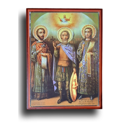 Ikona svatých mučedníků Viktora, Mina a Vincence – Víra, která se nebojí smrti