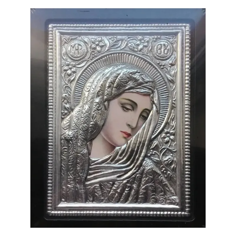 Kovová ikona Panny Marie