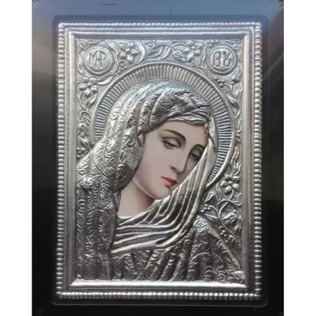Kovová ikona Panny Marie
