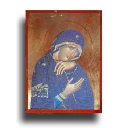 Ikona Bolestné Bohorodičky – s drobným poškozením, ale nedotčenou silou