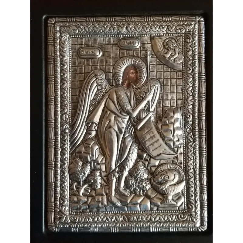 Kovová ikona Jana Křtitele