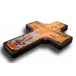 Dřevěný kříž s ikonou Ukřižování Krista (malý rozměr)