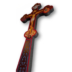 Dřevěný žehnací kříž – s pozlaceným pozadím a možností zavěšení