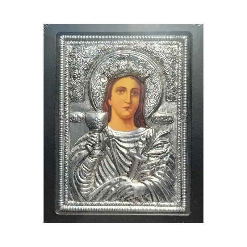 Kovová ikona Svatá Barbora