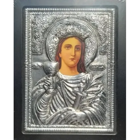 Kovová ikona Svatá Barbora