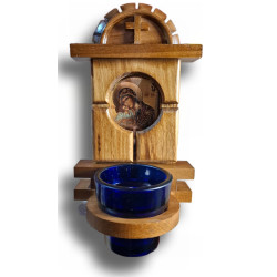 Dřevěný ikonostas s otevíracími dvířky, ikonou Panny Marie