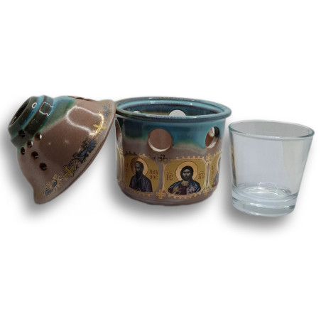 Porcelánová olejová lampa s ikonami Krista a apoštolů