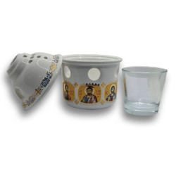 Porcelánová olejová lampa s ikonami Krista a apoštolů