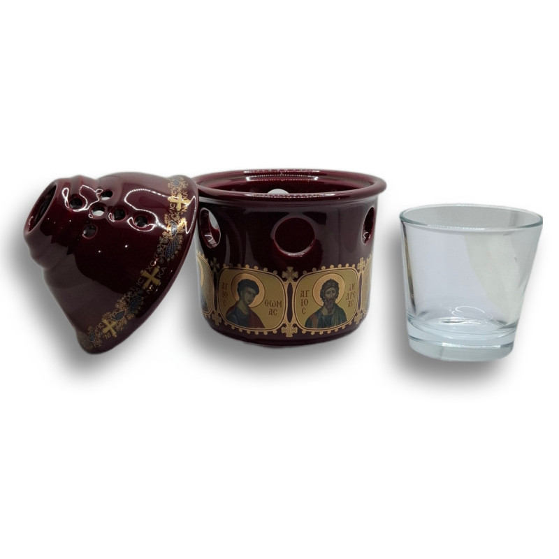 Porcelánová olejová lampa s ikonami Krista a apoštolů